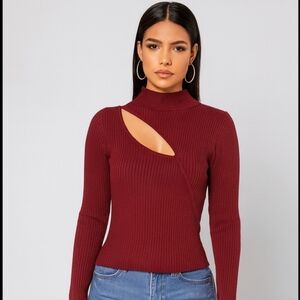 Forever 21 Burgundy Cutout Sweater Sz Med